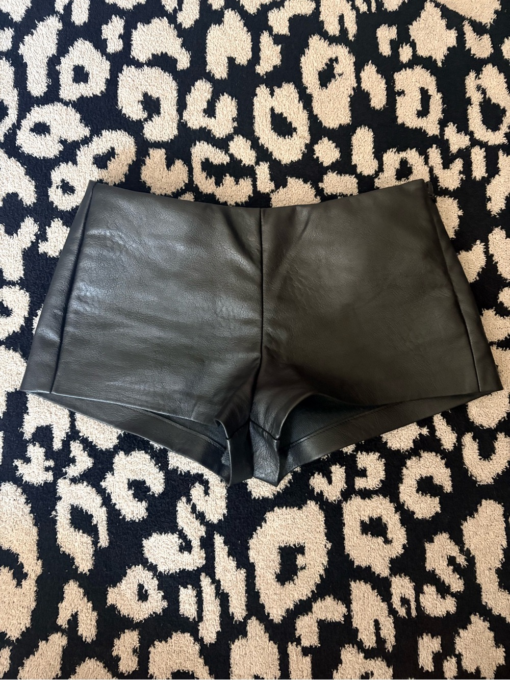 Low-Rise Black Faux Leather Women’s Shorts